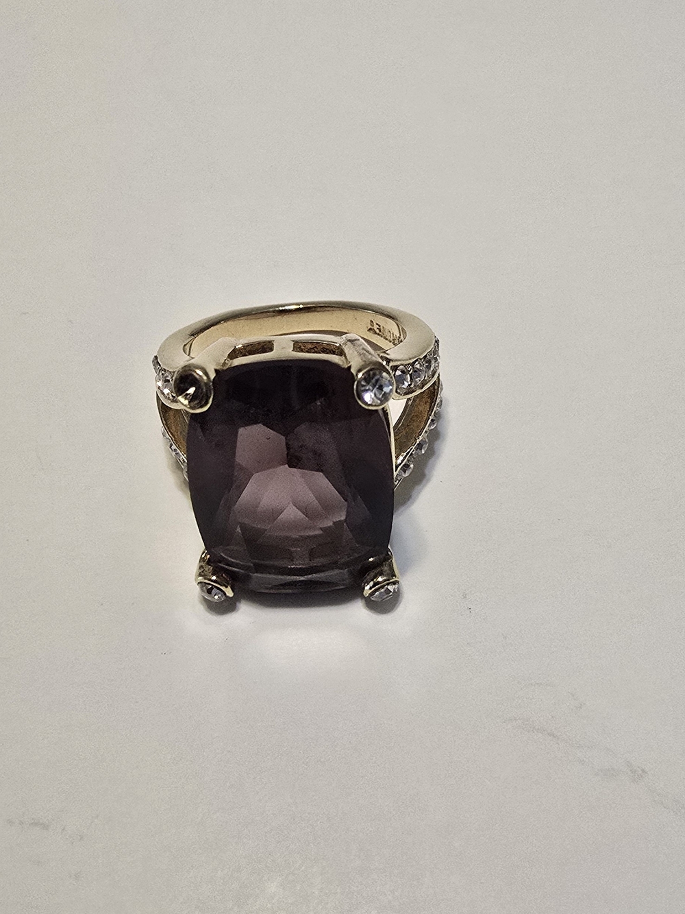 Juicy Couture Gold Ring with Dark Purple Cushion Gemstone Size 6